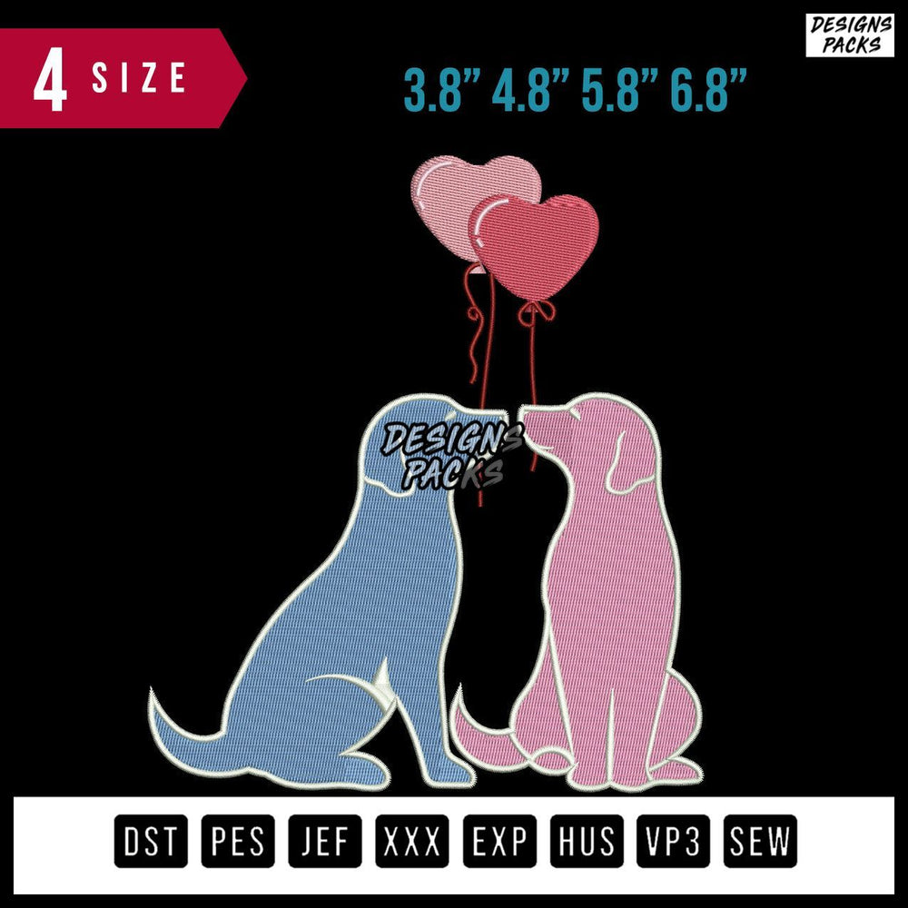 2 Dog Love Embroidery Design