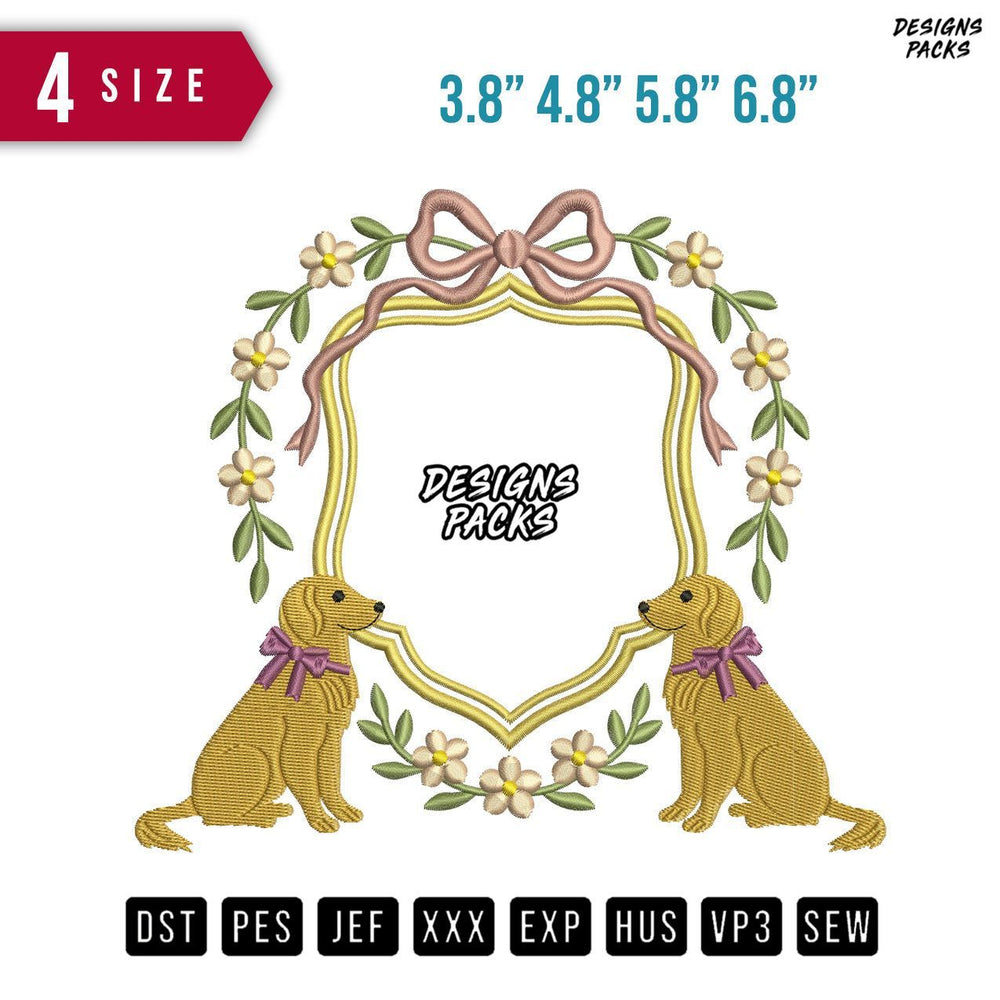 2 Dog Ribbon B Embroidery Design