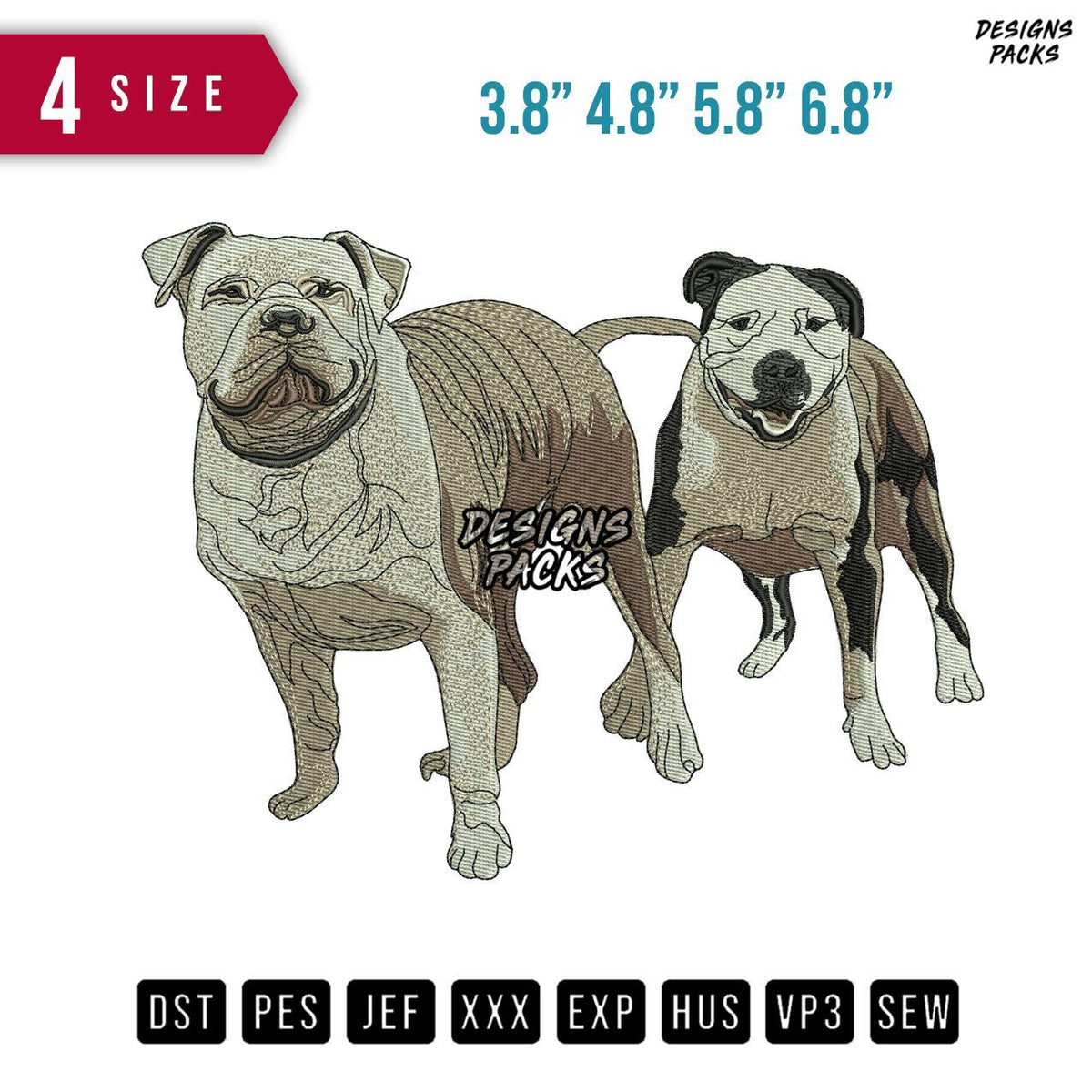 2 Dogs Walk Embroidery Design