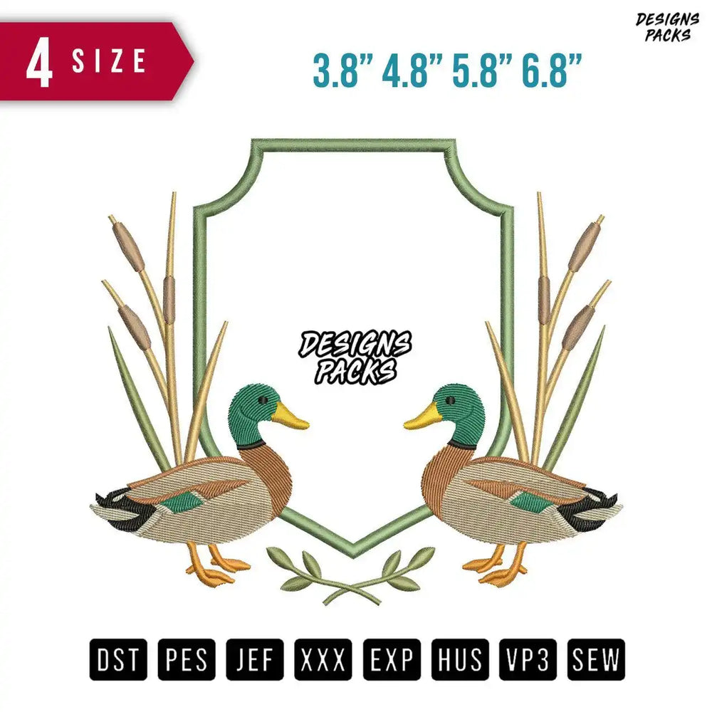 2 Duck Ribbon Embroidery Design
