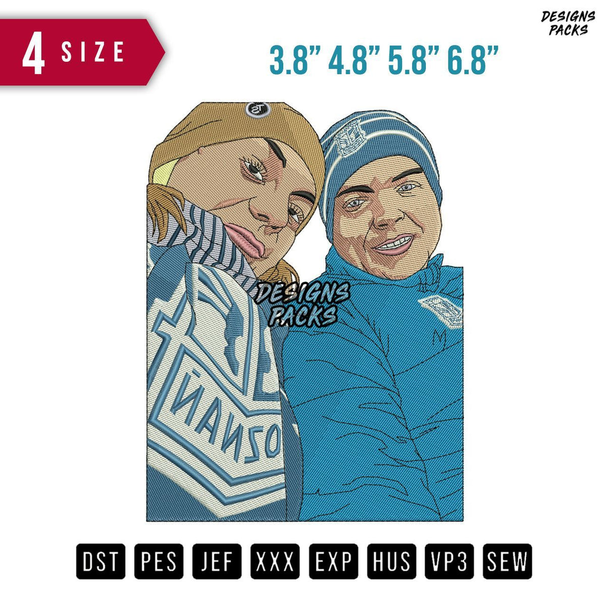 2 People Jacket Embroidery Design