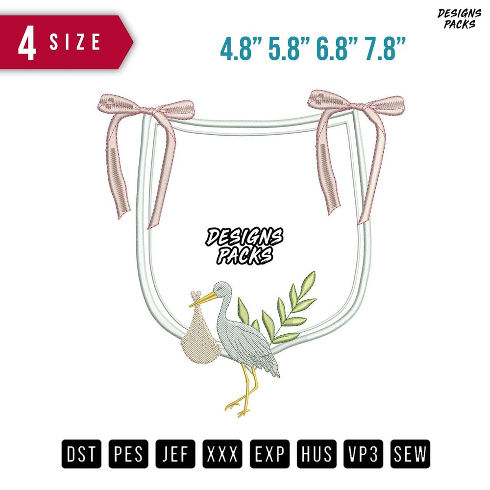 2 Ribbon Pelican Embroidery Design