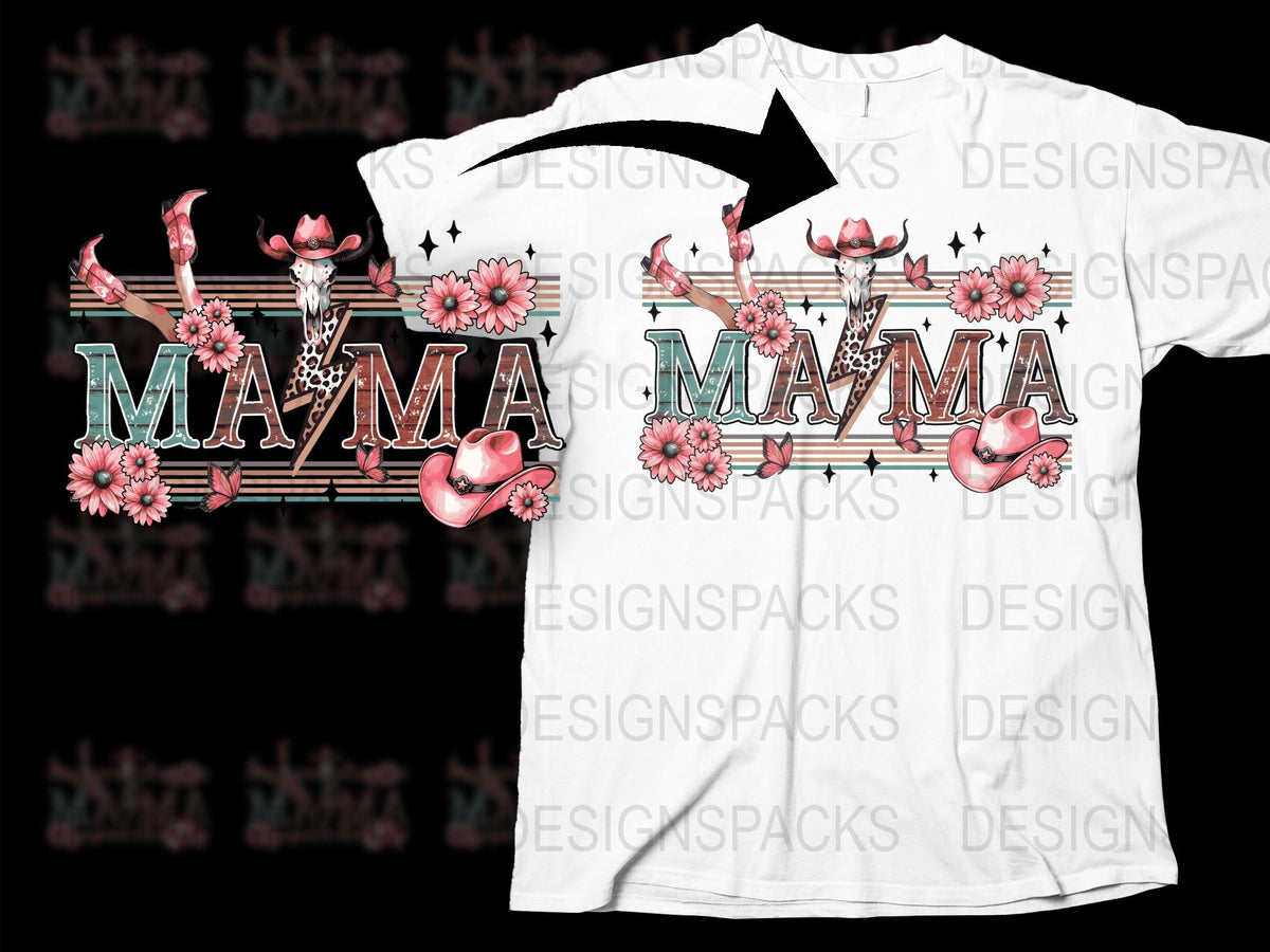 Mama Floral T-Shirt Pink Flowers and Birds Graphic Tee Mother's Day Gift Cotton Top