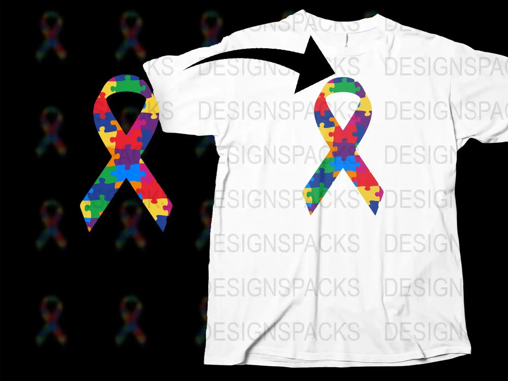 Colorful Autism Awareness Puzzle Piece Ribbon Graphic T-Shirt, Unisex Fashion Tee