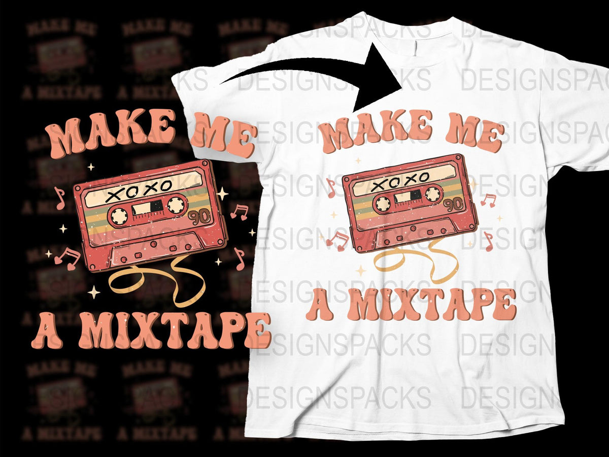 Retro Cassette Tape Graphic T-Shirt, Make Me a Mixtape Vintage Tee, Unisex Music Lover Gift, 80s Nostalgia Shirt