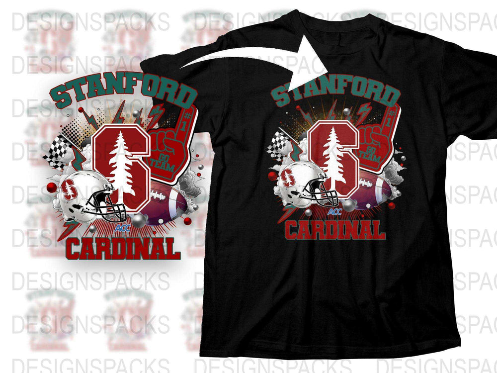 Stanford Cardinal Football Graphic T-Shirt, Vintage College Sports Tee, Unisex Black Cotton Shirt
