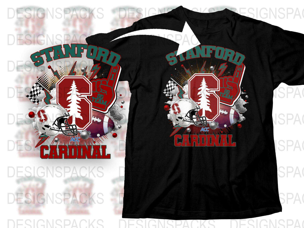 Stanford Cardinal Football Graphic T-Shirt, Vintage College Sports Tee, Unisex Black Cotton Shirt