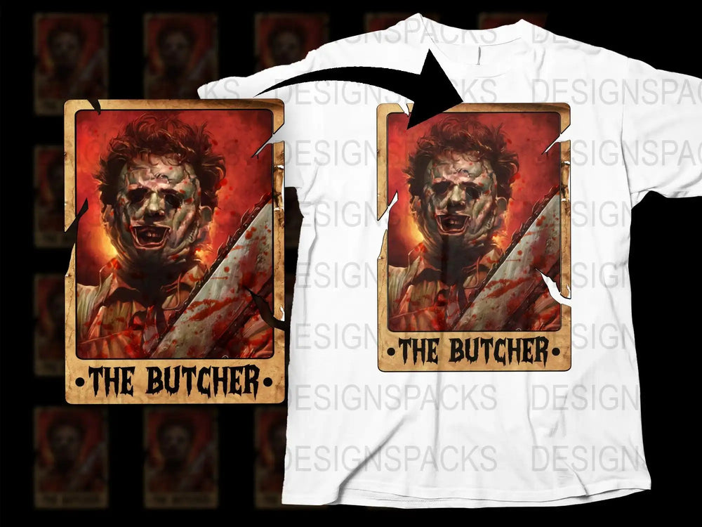 Horror Themed T-Shirt 'The Butcher' Graphic Tee, Scary Movie Inspired, Unisex Cotton Shirt, Halloween Apparel, Unique Gift Idea