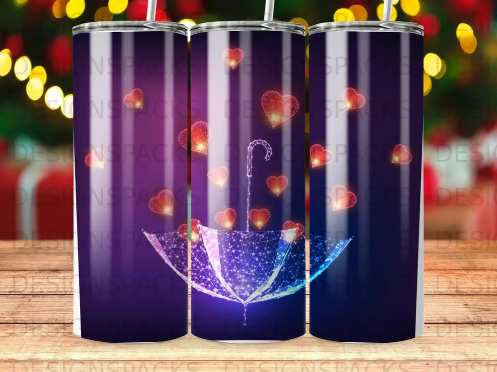 Glowing Hearts Digital Umbrella Purple Dream product type