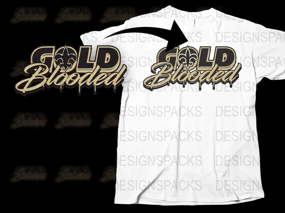 Gold Blooded White T-Shirt, Stylish Urban Fashion Tee, Trendy Graphic Shirt for Men and Women