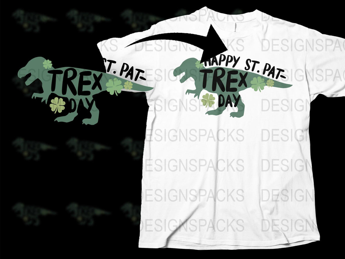 St. Patrick's Day T-Rex Dinosaur T-Shirt, Funny Holiday Graphic Tee, Unisex Clothing for Celebration