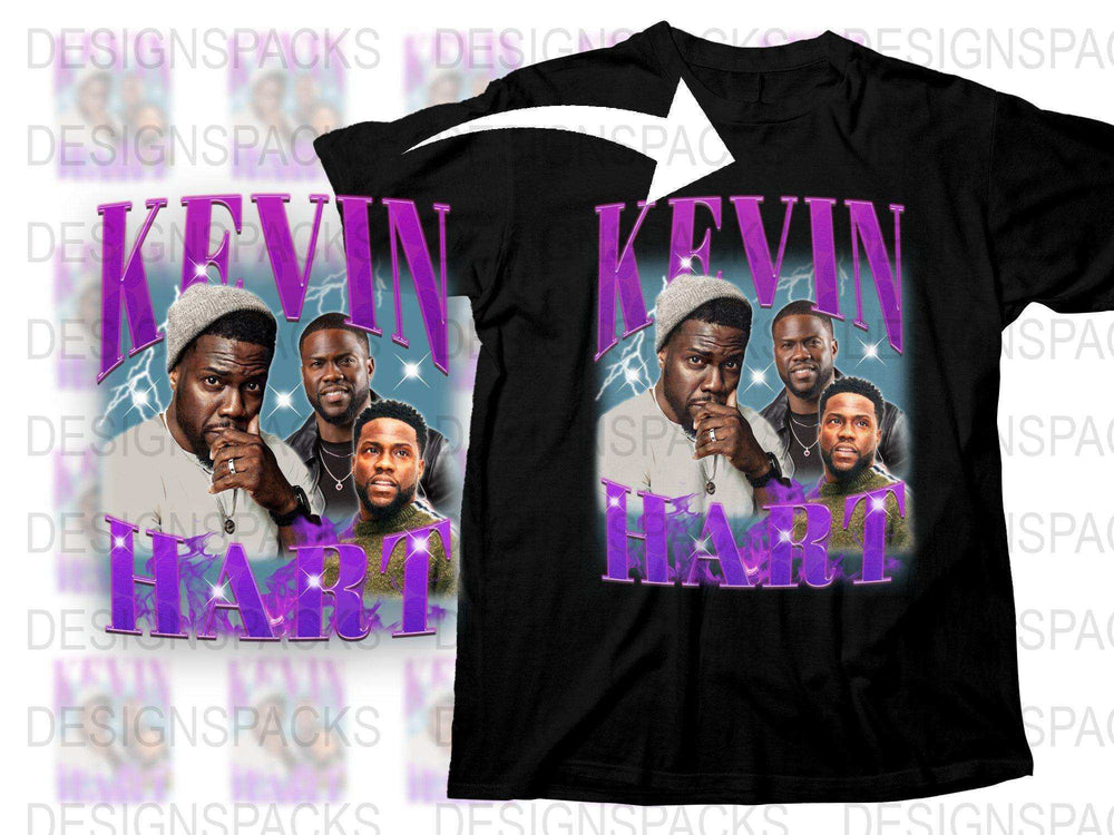 Kevin Hart Graphic T-Shirt, Comedian Fan Tee, Men's Black Casual Shirt, Unique Celebrity Print Top, Gift Idea