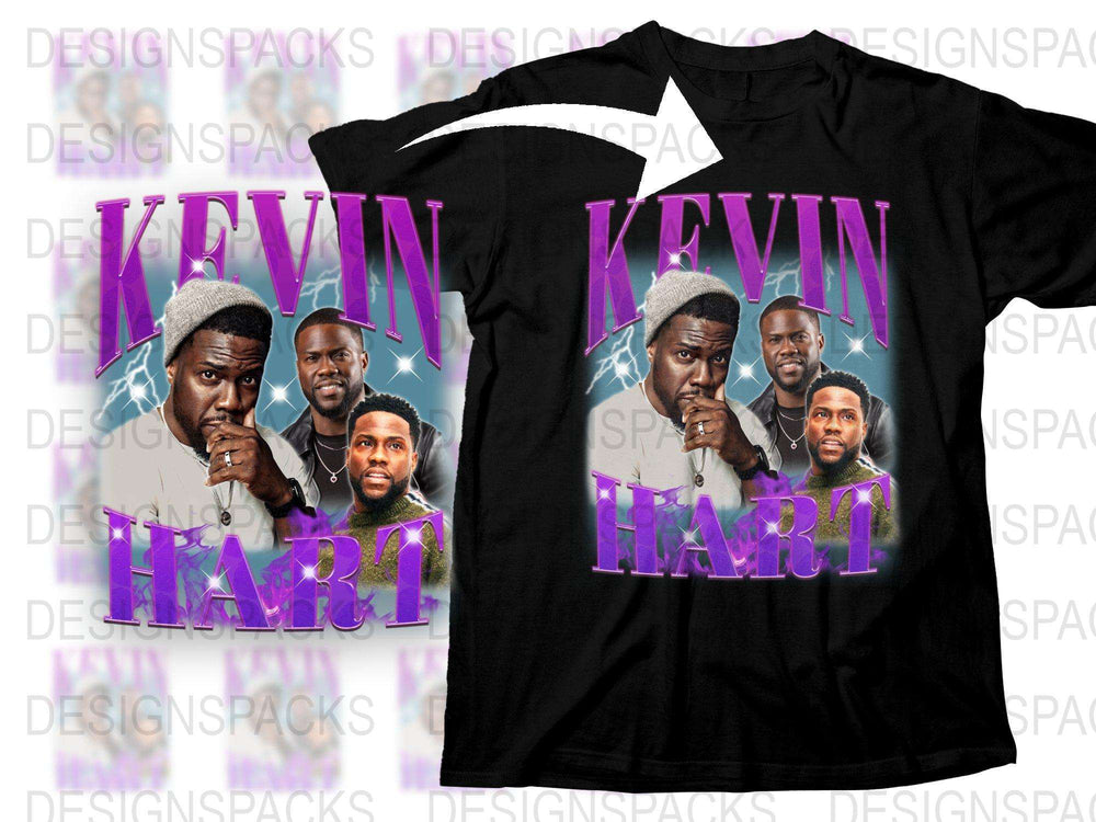 Kevin Hart Graphic T-Shirt, Comedian Fan Tee, Men's Black Casual Shirt, Unique Celebrity Print Top, Gift Idea