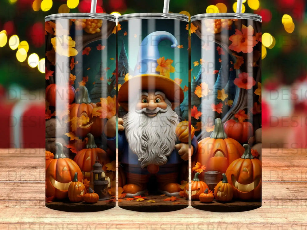 Autumn gnome with pumpkins and fall leaves, Thanksgiving theme.