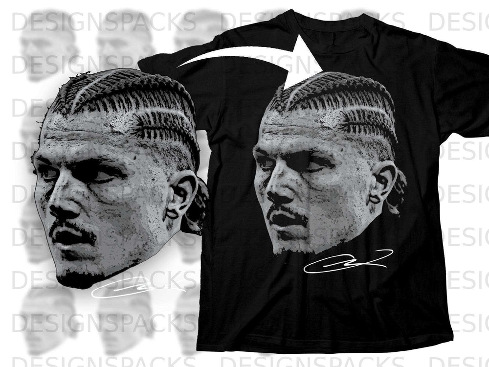 Braided Hair Design Graphic Black T-Shirt with Signature