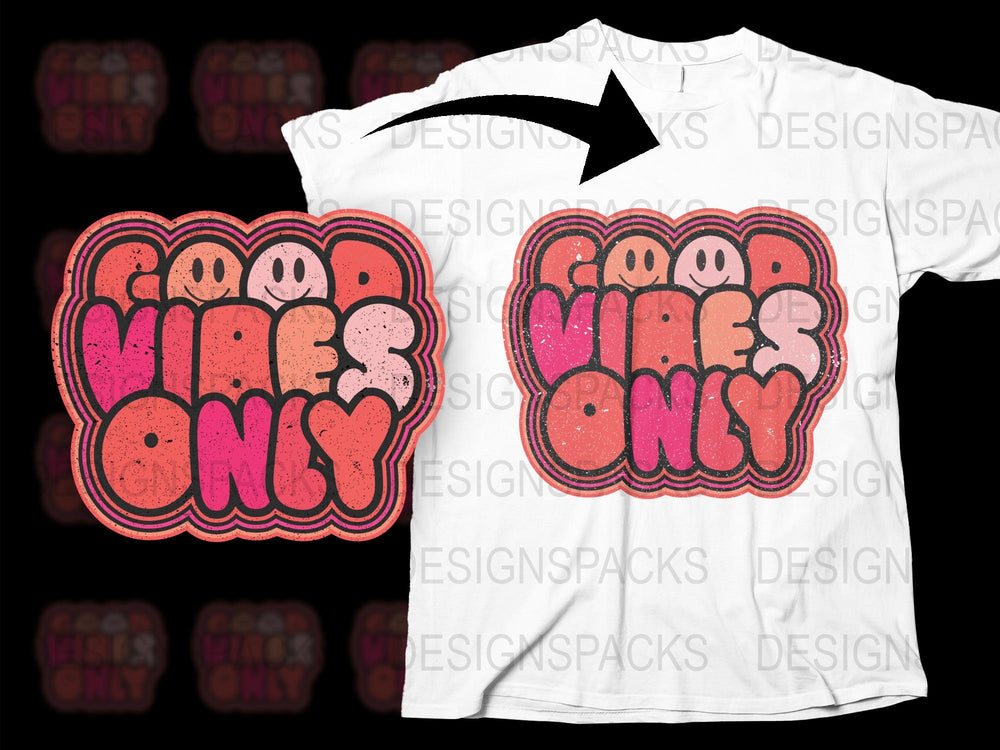 Good Vibes Only Retro Graphic T-Shirt, Vintage Style Tee, Unisex Casual Streetwear, Bold Red Text Print