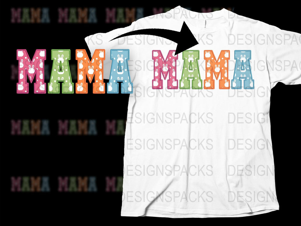 Colorful Mama Letter Print T-Shirt, Multicolor Mom Graphic Tee, Casual Mother's Day Gift Idea