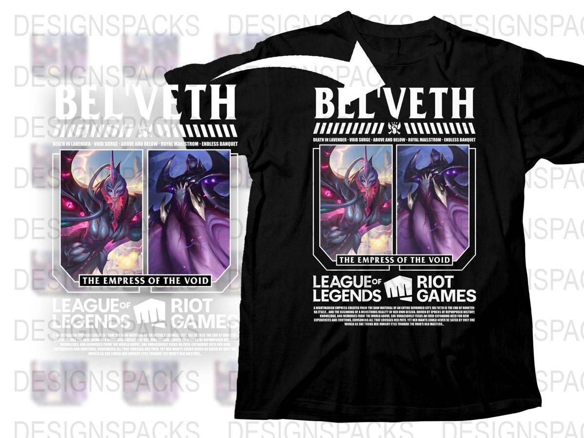 League of Legends Bel'Veth T-Shirt, Empress of the Void Graphic Tee, Gaming Apparel, Unisex Black Cotton Shirt