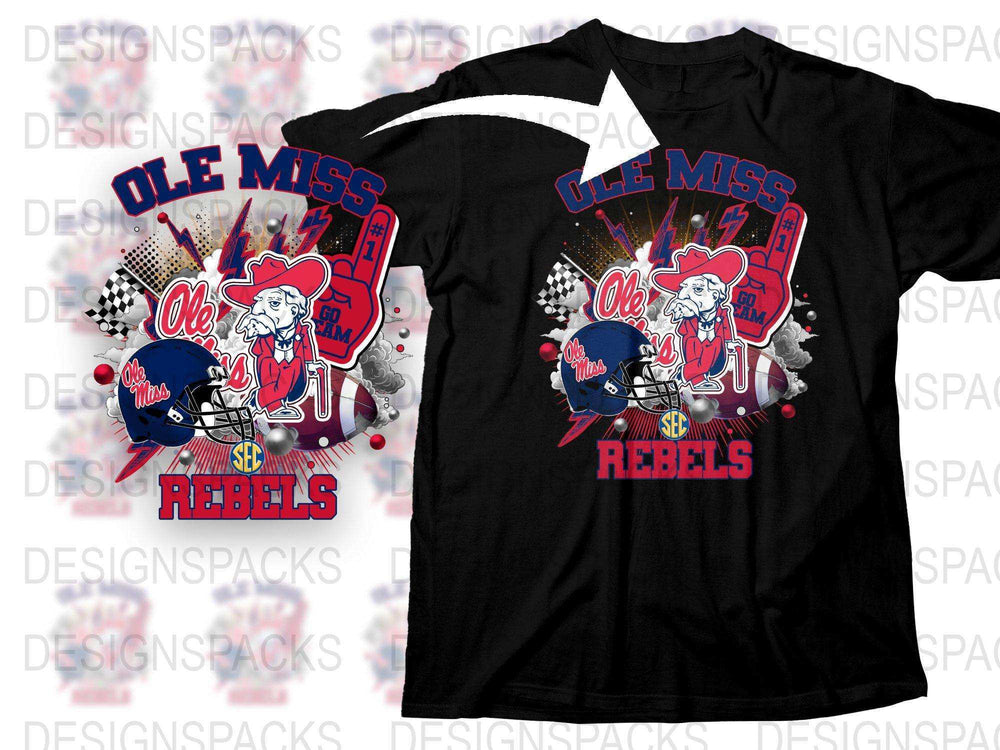 Ole Miss Rebels T-Shirt, Vintage College Football Graphic Tee, SEC Sports Fan Apparel, Unisex Black Shirt