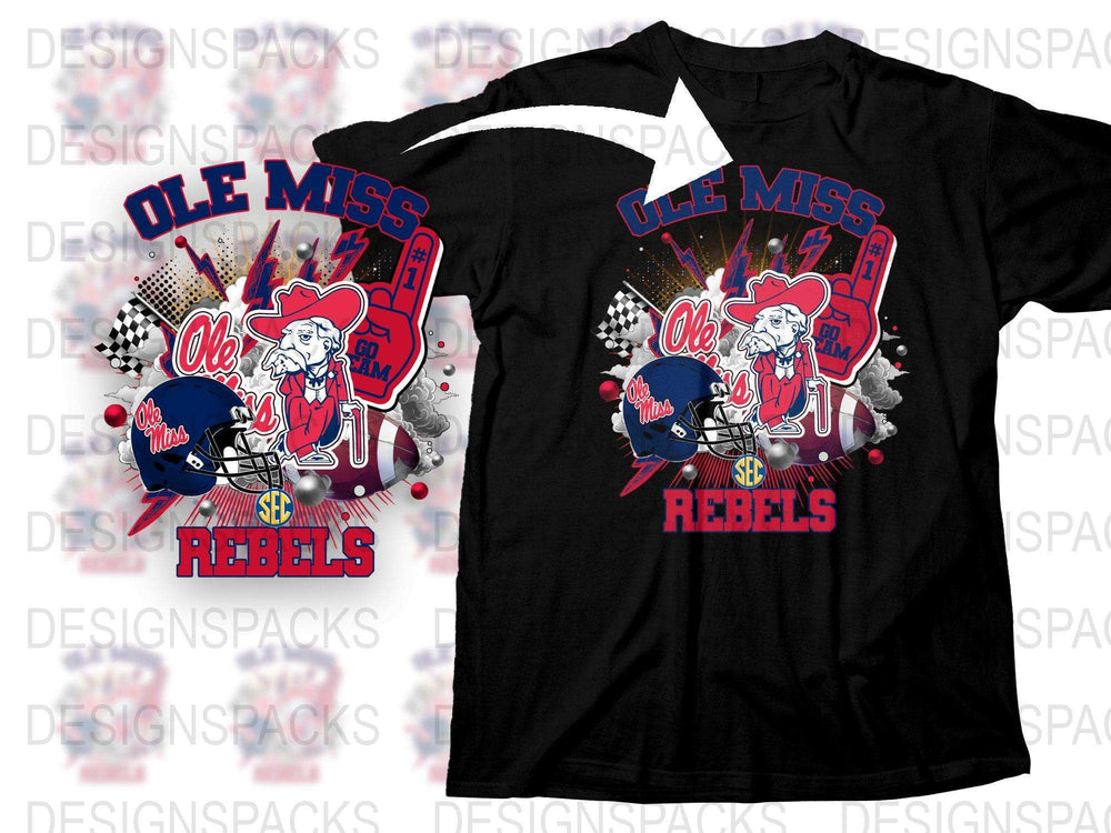 Ole Miss Rebels T-Shirt, Vintage College Football Graphic Tee, SEC Sports Fan Apparel, Unisex Black Shirt