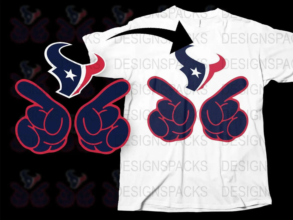 Houston Texans T-Shirt with Logo, White Cotton Tee, Sports Fan Casual Wear, Graphic Design, Unisex