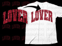 Sparkly Red Lover Text Graphic T-Shirt, Unisex Glitter Print Tee, Stylish Casual Wear, Fashionable Party Outfit, Gift Idea