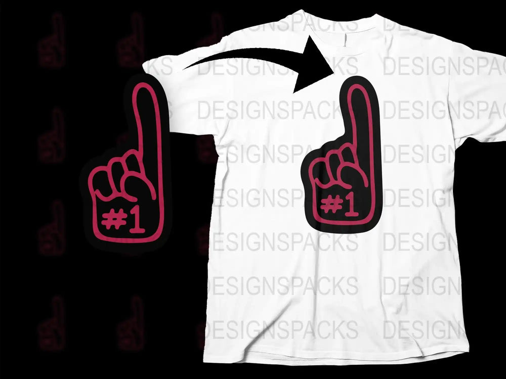 Unisex Number One Finger Gesture T-Shirt, Graphic Tee, Casual Sports Shirt, Gift Idea, White with Pink Design, All Sizes Available