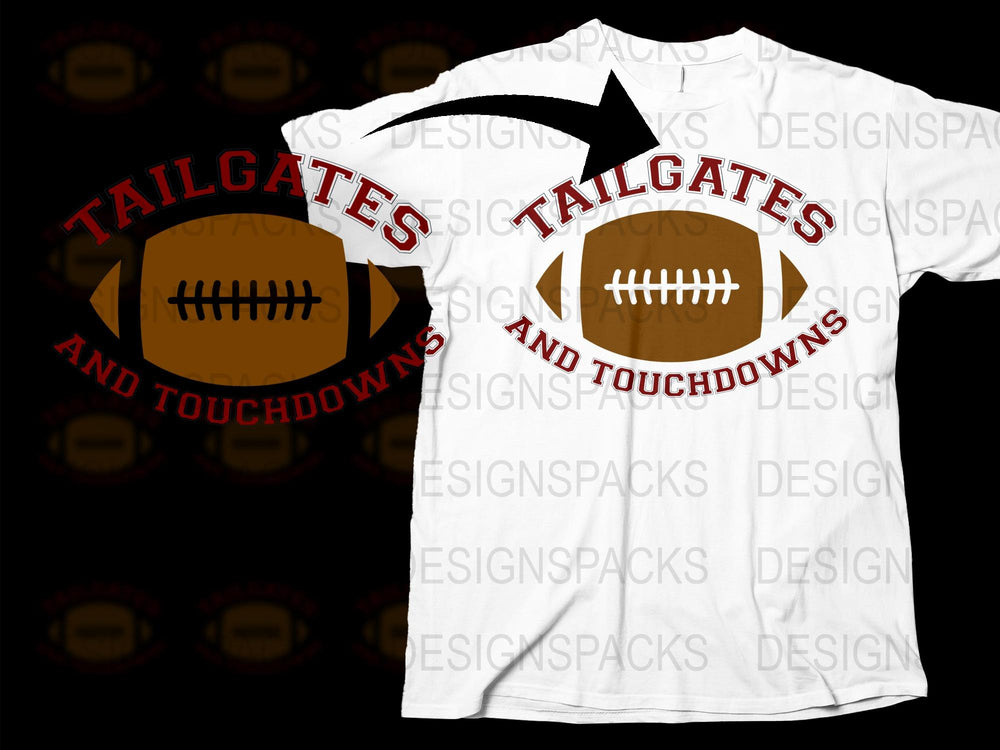 Tailgates and Touchdowns T-Shirt, Football Themed Party Shirt, White Casual Sporty Tee, Game Day Apparel