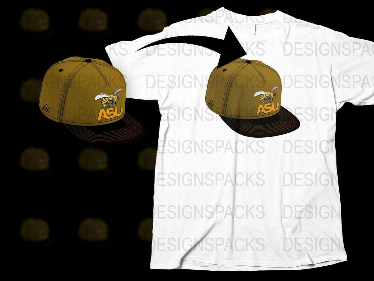 ASU Hornets Logo T-Shirt and Cap Set, Unisex College Apparel, Athletic Wear