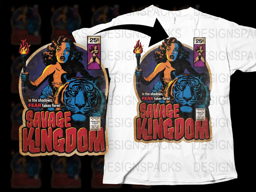 Vintage Savage Kingdom Graphic Tee, Retro Comic Style T-Shirt, Colorful Pop Art Design, Unisex Fashion Clothing