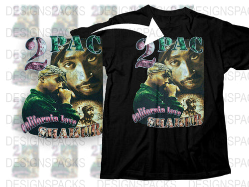 2Pac Shakur California Love Graphic T-Shirt, Vintage Hip Hop Tee, Retro Rap Music Fan Apparel, Unisex Black Top