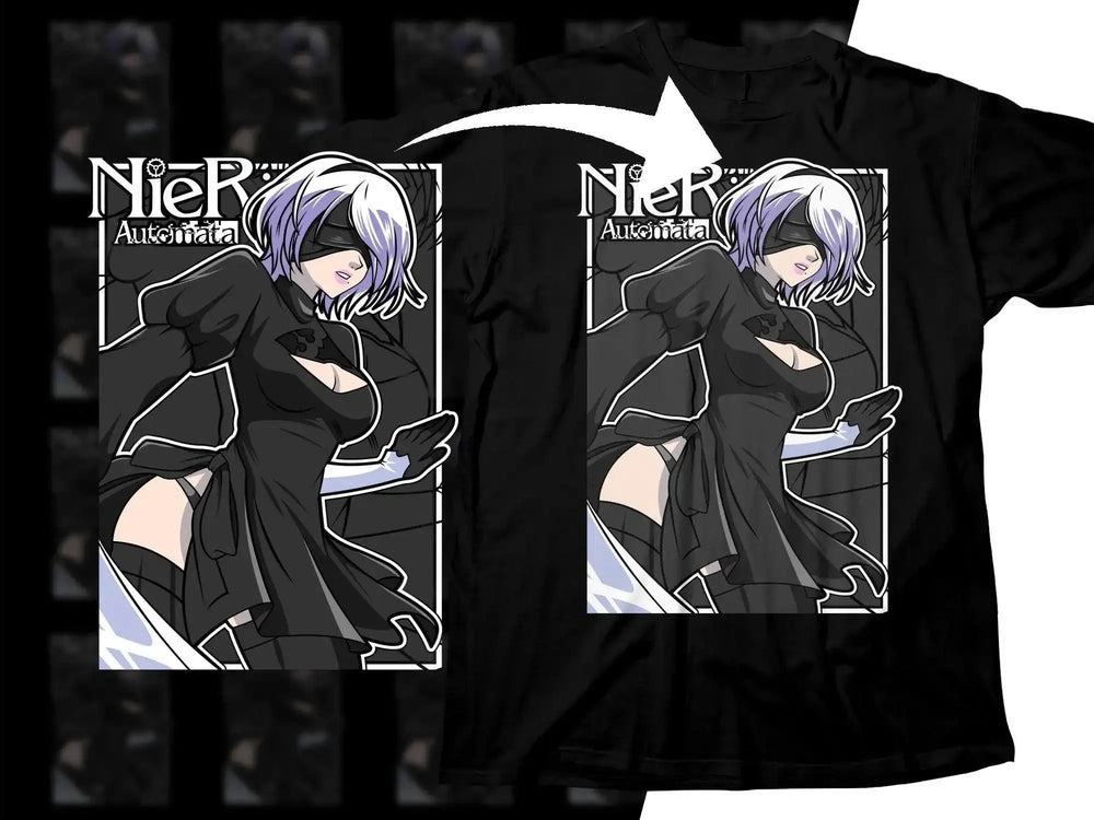 2B Futuristic Black And White Design Nier Automata Png Digital Download