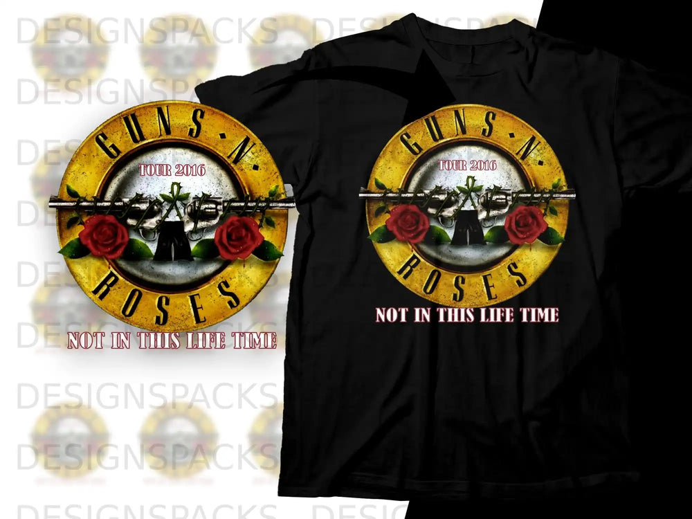 Guns N' Roses Tour 2016 "Not in This Life Time" t-shirt graphic.