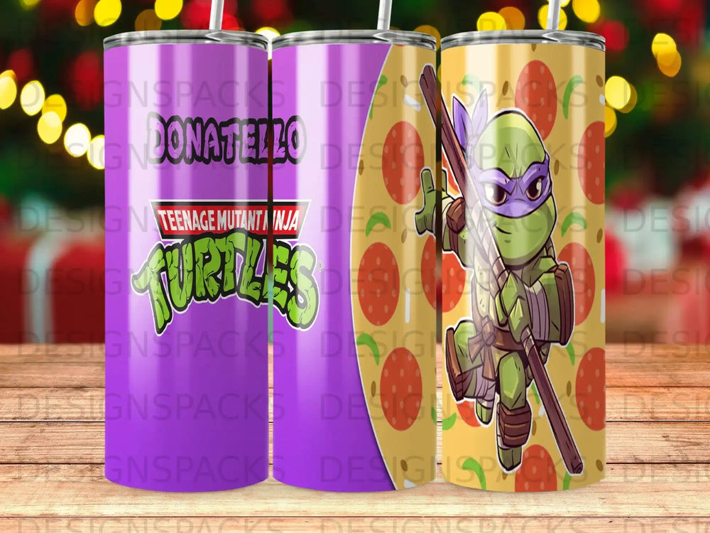 Teenage Mutant Ninja Turtles Donatello tumbler with character artwork.