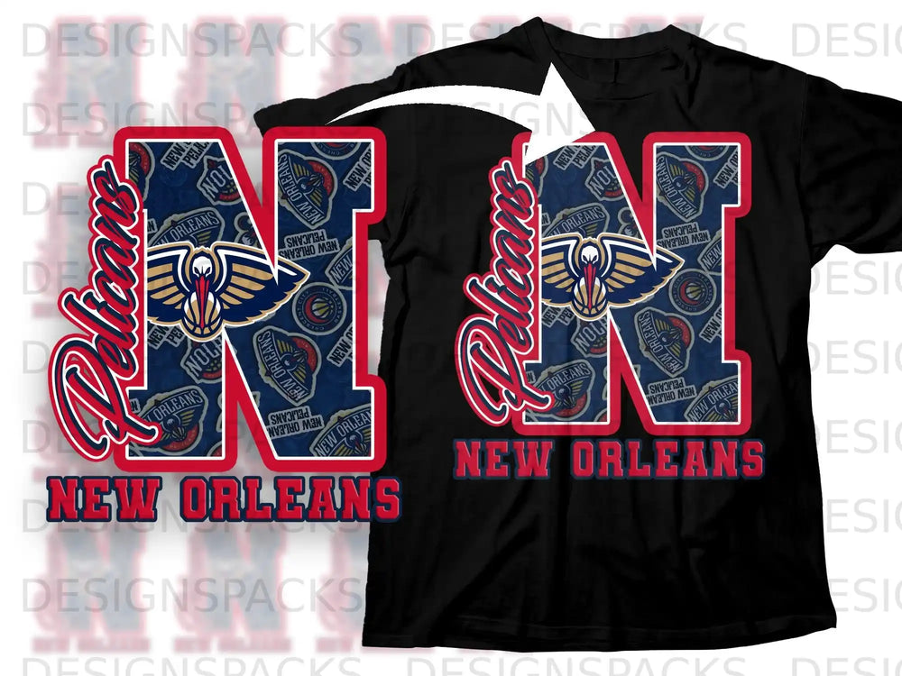New Orleans Pelicans Large N Design T-Shirt