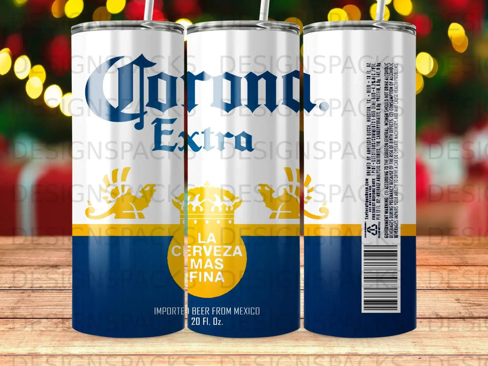 Corona Extra imported beer can with crown logo, 20 fl. oz.