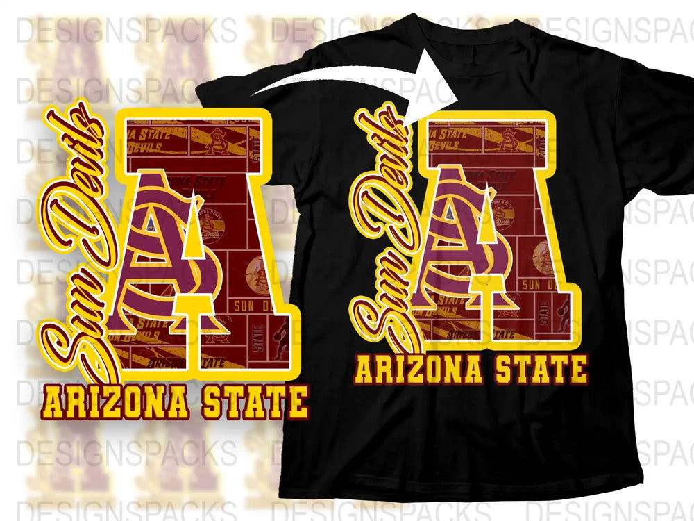 Arizona State Sun Devils T-Shirt, Vintage College Sports Tee, Maroon and Gold Graphic Shirt
