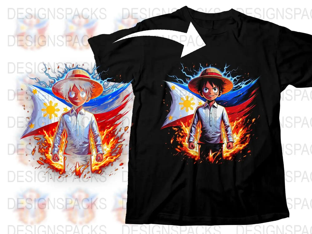 Anime Character Fire and Ice Themed Graphic T-Shirt, Cool Manga Style Tee, Vibrant Colors Unisex Shirt