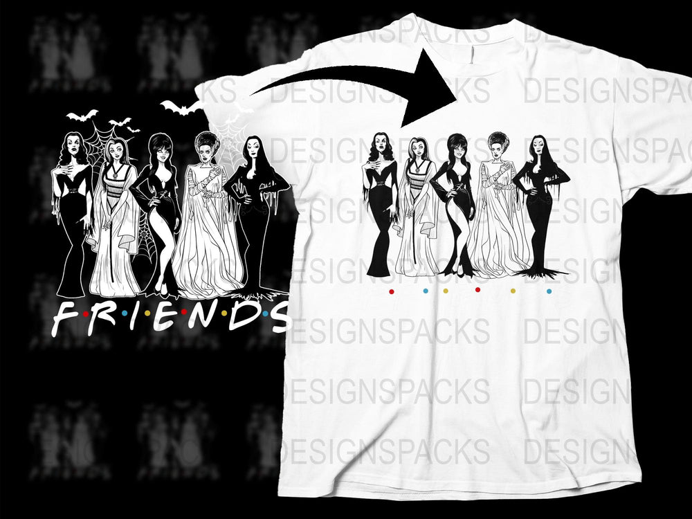 Friends TV Show Inspired T-Shirt, Iconic Character Dresses Graphic Tee, Fan Merchandise, Unique Gift Idea, Black and White