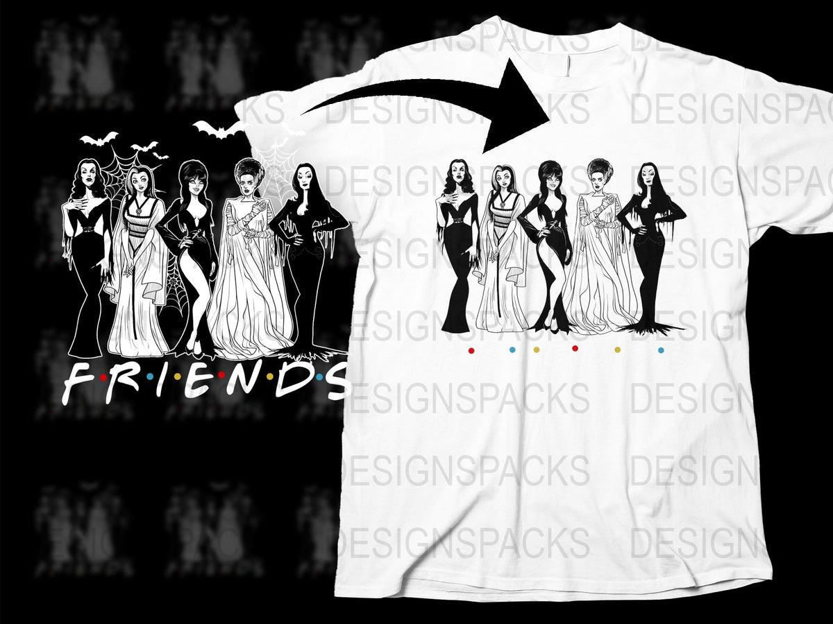 Friends TV Show Inspired T-Shirt, Iconic Character Dresses Graphic Tee, Fan Merchandise, Unique Gift Idea, Black and White
