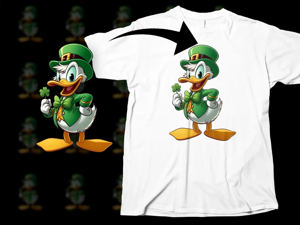 Cartoon Duck Leprechaun Shamrock Lucky Green Design product type