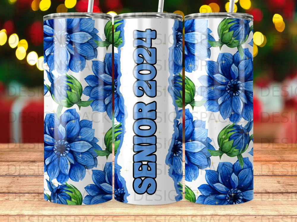 Blue Watercolor Floral Senior 2024 Graduation Tumbler product type