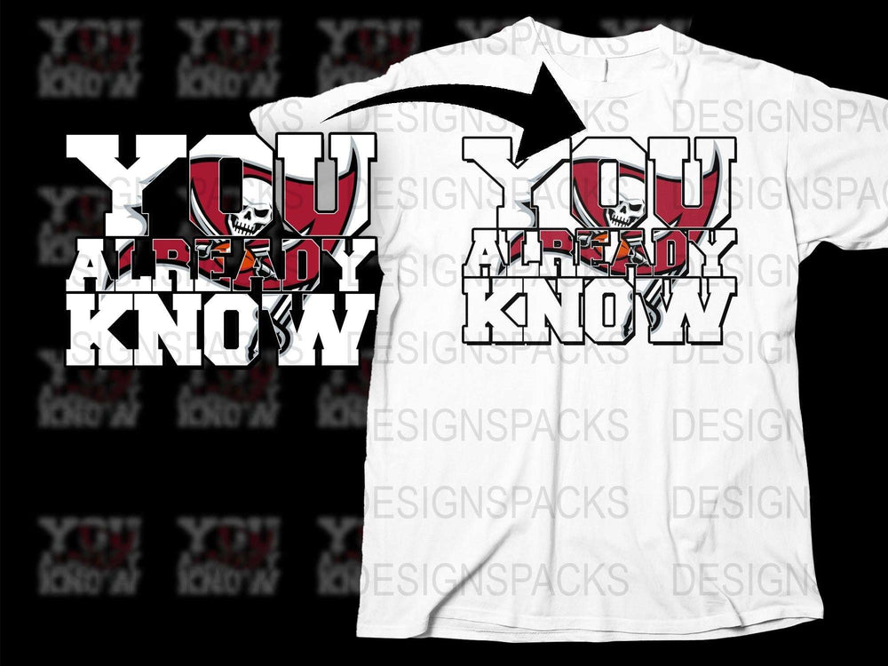 'You Already Know' Skull Graphic T-Shirt, Bold White Tee with Red Print, Urban Streetwear Style, Unisex Fashion Shirt