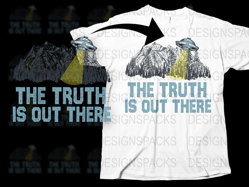 UFO Mountain Graphic T-Shirt, The Truth is Out There, Alien Sci-Fi Tee, Unisex Clothing
