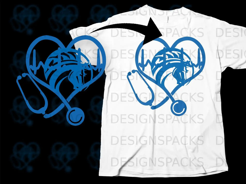 Heartbeat Horse Stethoscope Design T-shirt