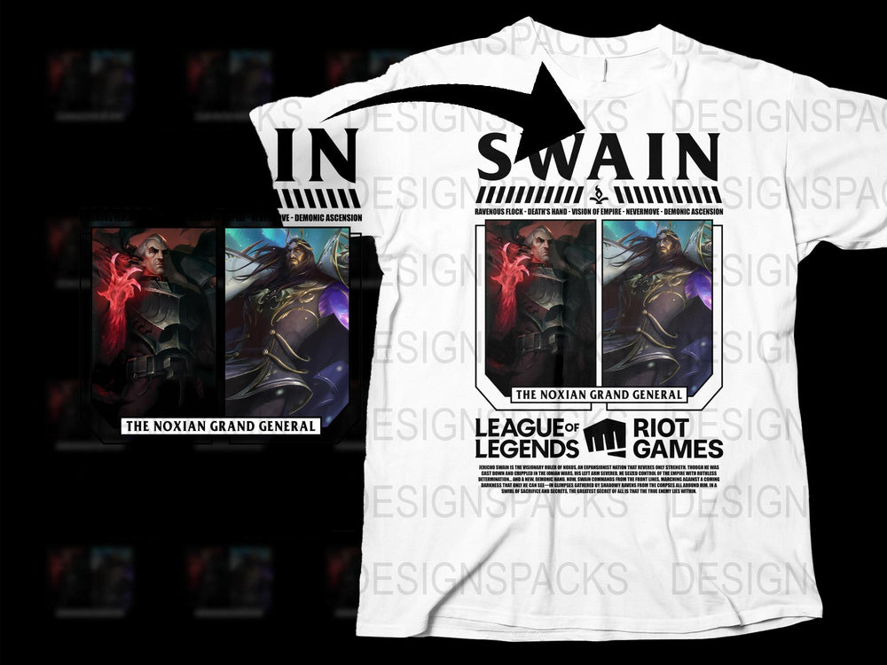 League of Legends Swain T-Shirt, The Noxian Grand General Graphic Tee, Gamer Clothing, Riot Games Merchandise