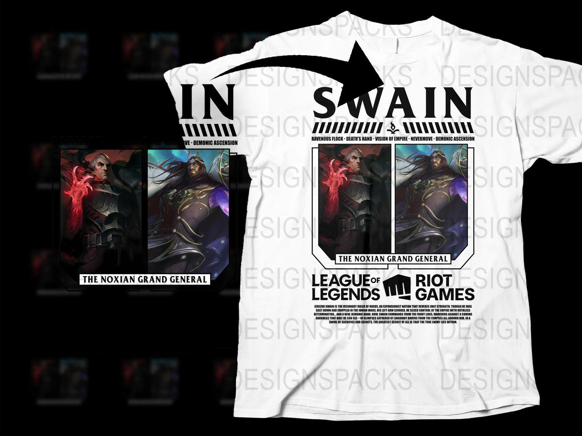 League of Legends Swain T-Shirt, The Noxian Grand General Graphic Tee, Gamer Clothing, Riot Games Merchandise