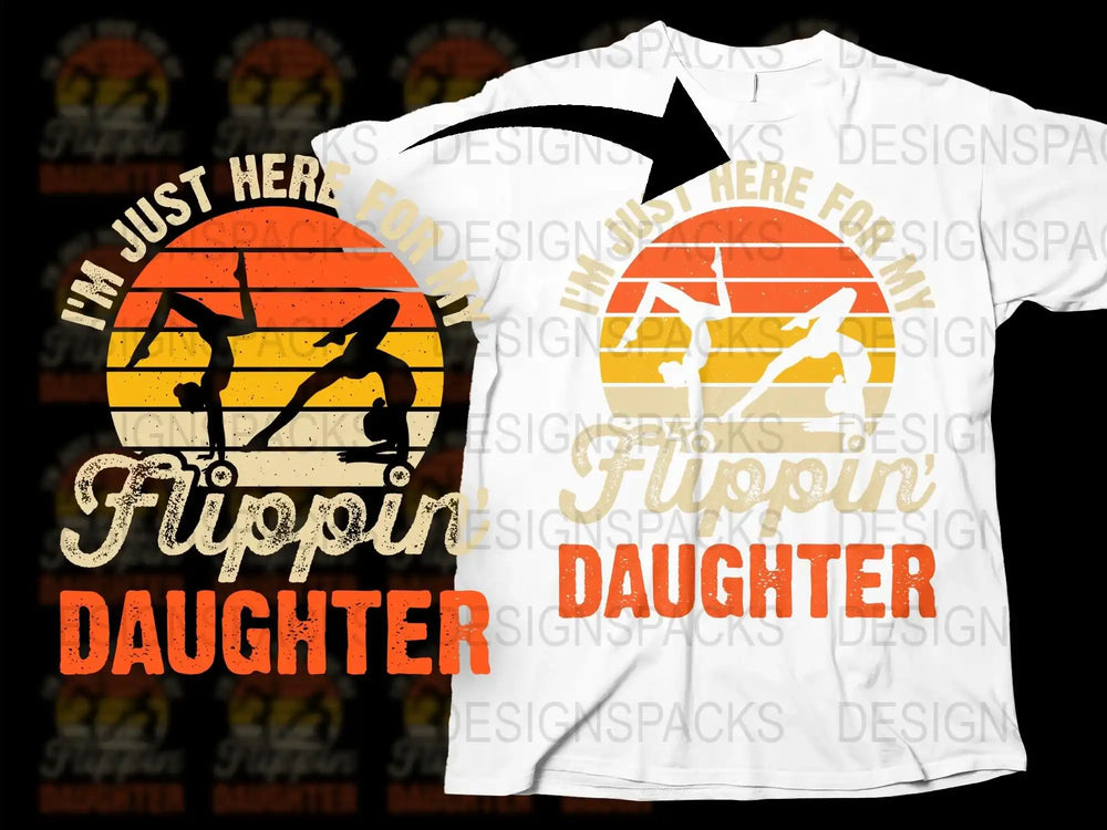 Flippin' Daughter Gymnastics T-Shirt, Sunset Graphic, Perfect Gift for Gymnast, Youth and Adult Sizes Available