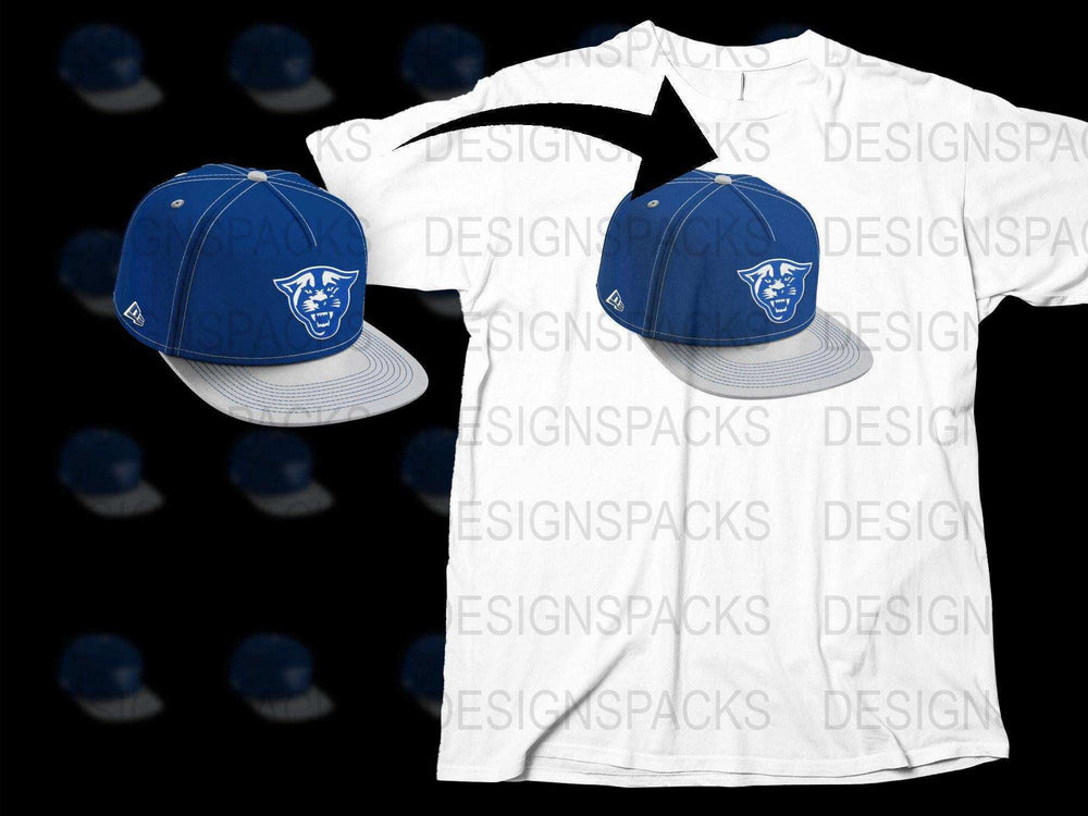 Blue and White Sports Team Logo Cap and T-Shirt Set, Unisex Athletic Wear