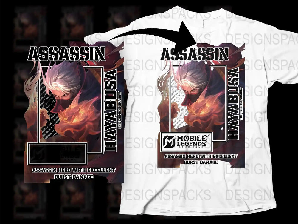 Mobile Legends Assassin Hero T-Shirt, Flammable Burst Damage Graphic Tee, Unique Gamer Apparel